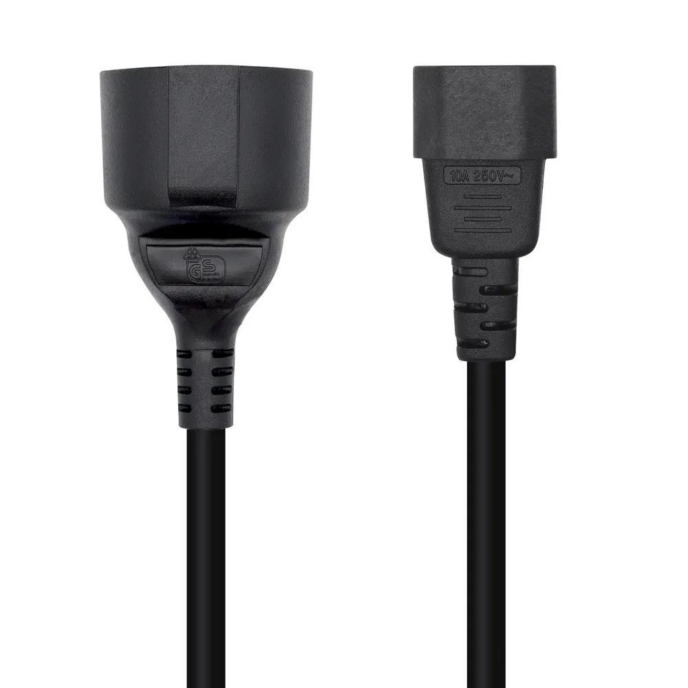 Aisens Stromkabel C14 auf CEE7 Stecker/Buchse, 25 cm, Schwarz