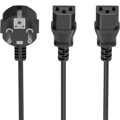AISENS A132-0865 CPU-Kabel 3m Schuko auf 2xC13 H05-VV-F 0,75mm² Schwarz