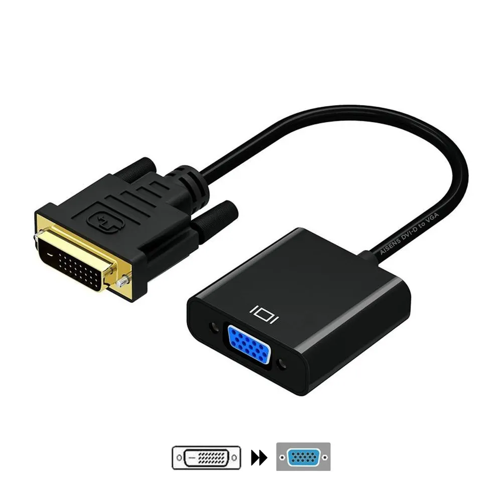 Aisens DVI-D auf VGA Adapter Stecker/Stecker 10cm Schwarz
