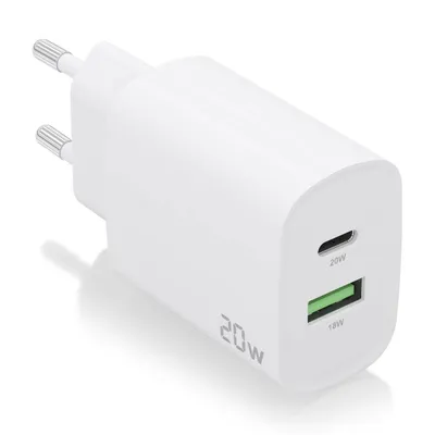 Aisens A110-0754 Ladegerät 20W 1xUSB-C PD3.0 1xUSB-A QC3.0 Weiß