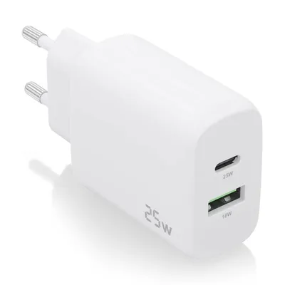 Aisens A110-0758 Ladegerät 25W 1xUSB-C PD3.0 1xUSB-A QC3.0 Weiß