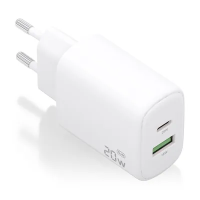 Aisens A110-0909 GaN-Ladegerät 20 W 1 x USB-C PD3.0 1 x USB-A QC3.0 Weiß