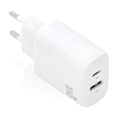Aisens A110-0923 GaN-Ladegerät 30 W 1 x USB-C PD3.0 QC4.0 1 x USB-A QC3.0 Weiß