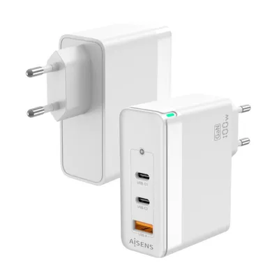 Aisens ASCH-100W3P008-W GaN-Wandladegerät 2x USB Typ-C 1x USB 100W Weiß