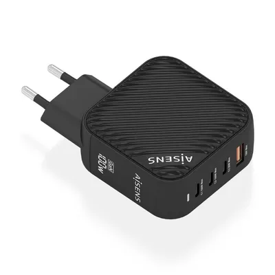 Aisens ASCH-100W4P029-BK GaN-Ladegerät 100W 3xUSB-C PD3.0 QC4.0 1xUSB-A QC3.0 Schwarz