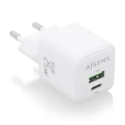 Aisens ASCH-25W2P014-W 25W GaN Ladegerät 1xUSB-C PD3.0 QC4.0 1xUSB-A QC3.0 Weiß