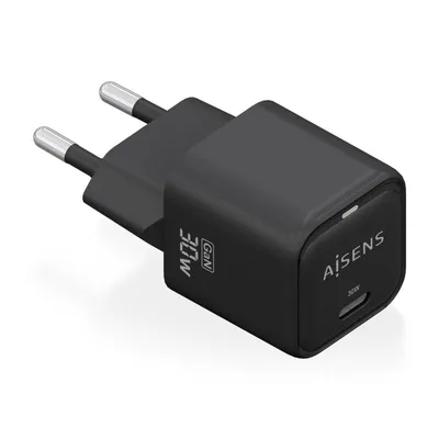 Aisens ASCH-30W1P019-BK GaN-Ladegerät 30W 1xUSB-C PD3.0 QC4.0 Schwarz
