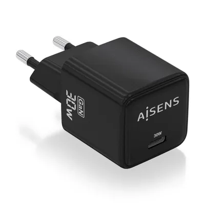 Aisens ASCH-30W1P036-BK GaN-Ladegerät 30W 1xUSB-C PD3.0 QC4.0 Schwarz