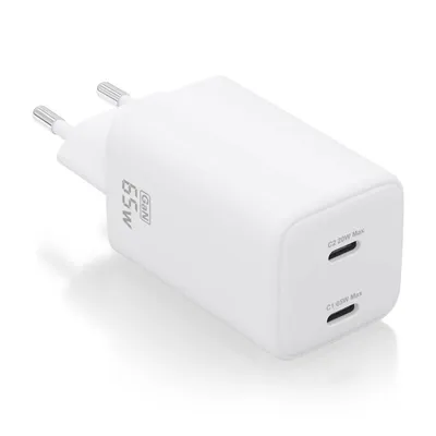 Aisens ASCH-65W2P039-W 65W GaN Ladegerät 2xUSB-C PD3.0 QC4.0 Weiß
