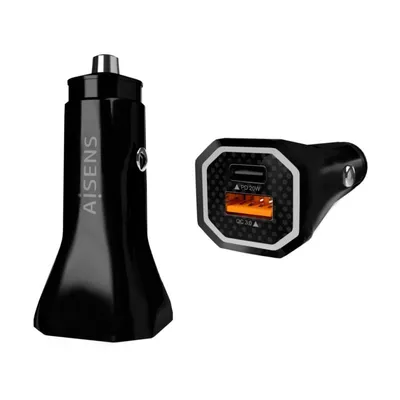 Aisens ASCH-CAR2PQC-BK Autoladegerät 1x USB-C 1x USB 38W Schwarz