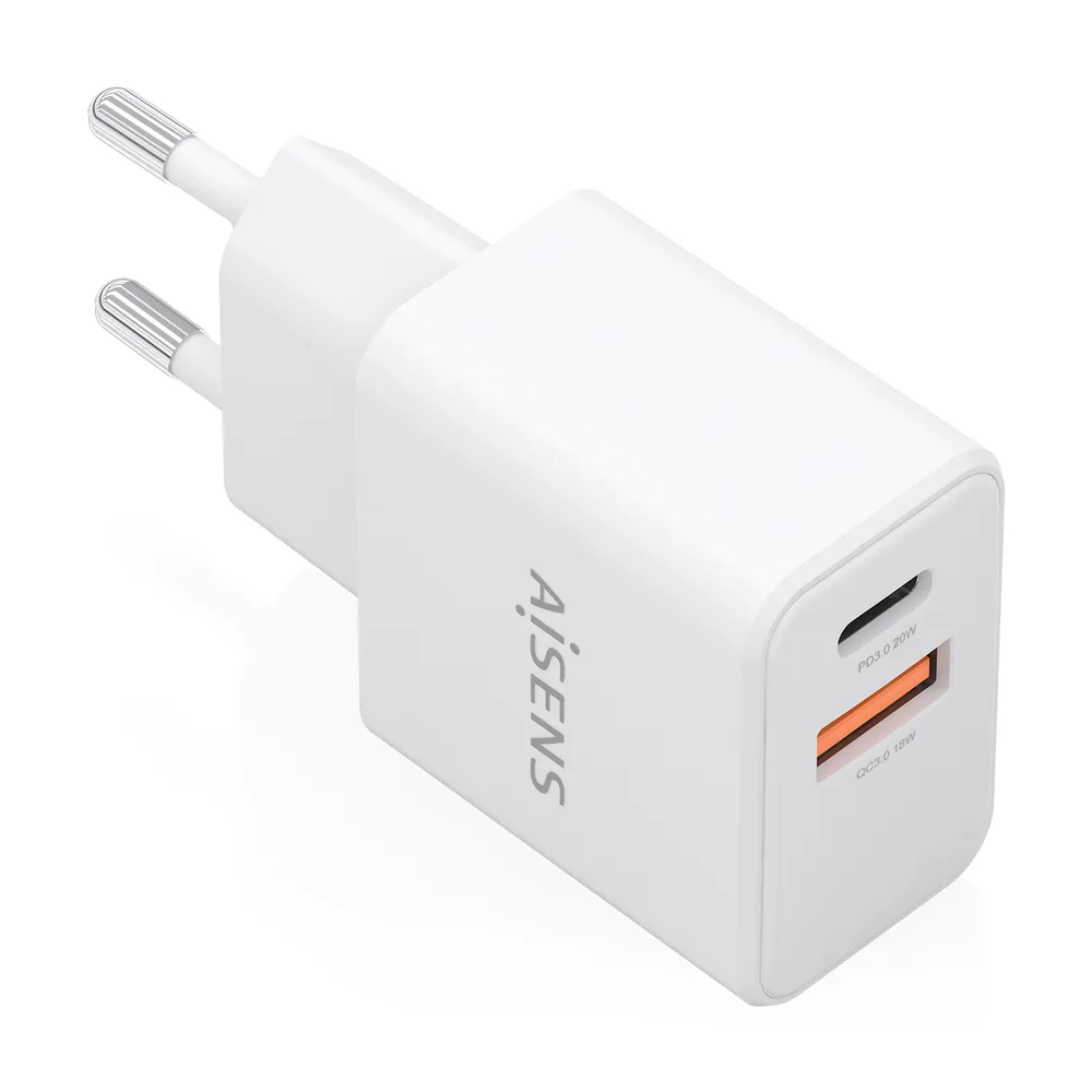 Aisens GaN-Ladegerät 20W USB-C PD3.0 USB-A QC3.0