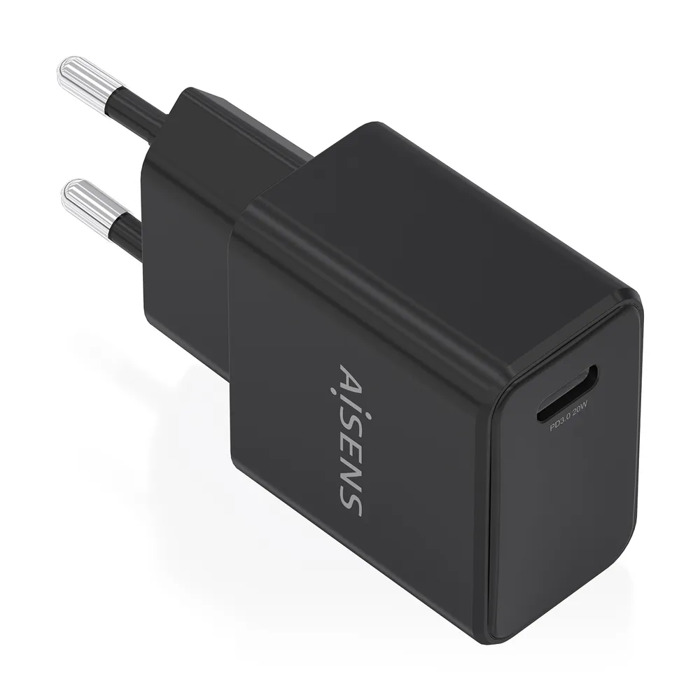 Aisens GaN USB-C Ladegerät PD3.0 20W Schwarz