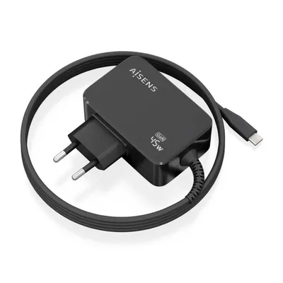 Aisens Ladegerät Gan 45w Pd3.0 1xusb-c 1,8m, Schwarz