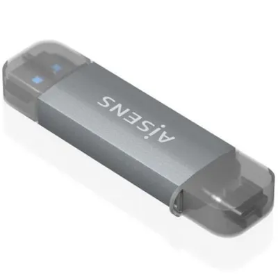 AISENS ASCR-2AC08-GR USB 3.2 Gen 1 USB-A USB-C SD microSD MMC Kartenleser grau