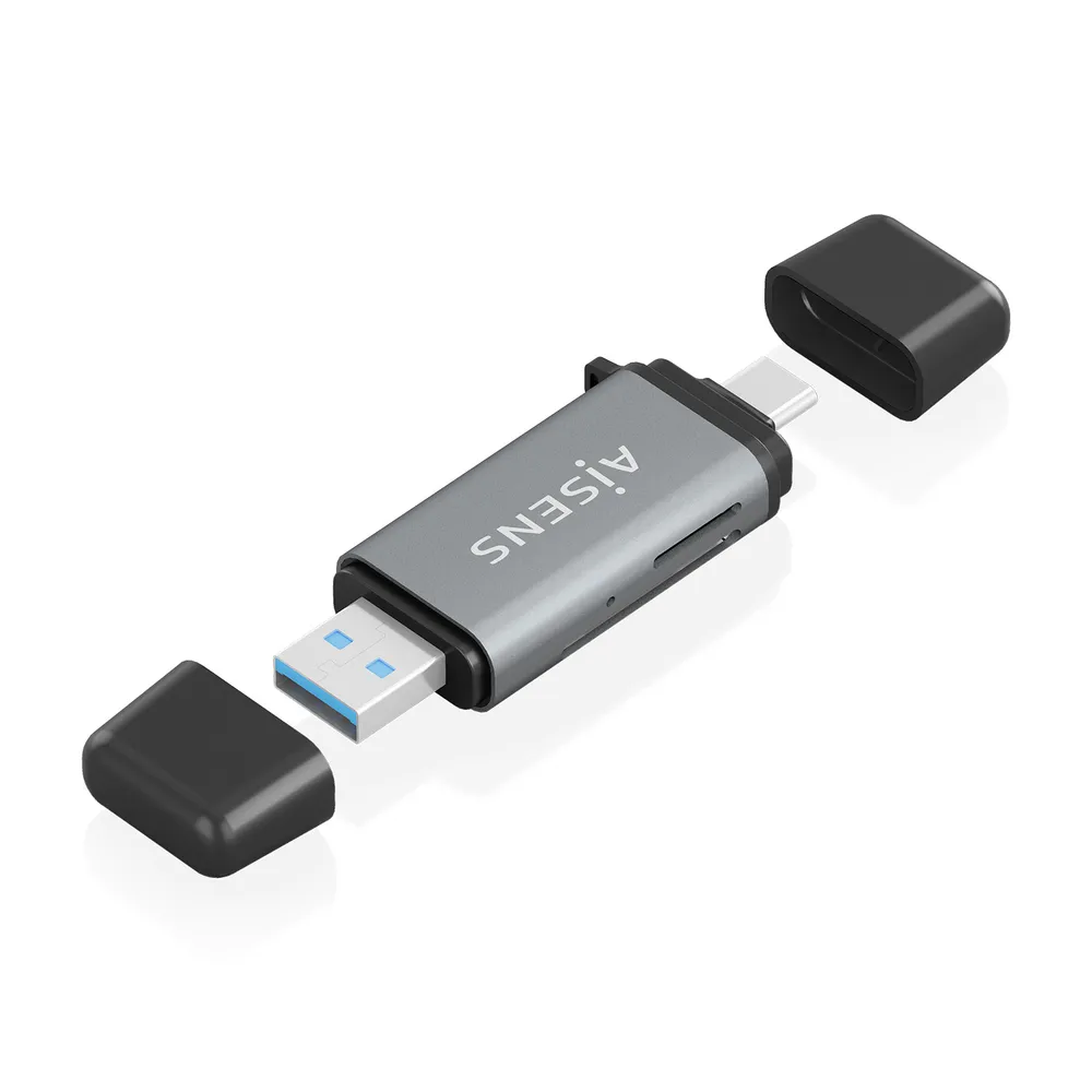 Kartenleser Aisens ASCR-2AC11-GR USB 3.1 Gen1 SD MicroSD MMC RS-MMC USB-A USB-C Grau
