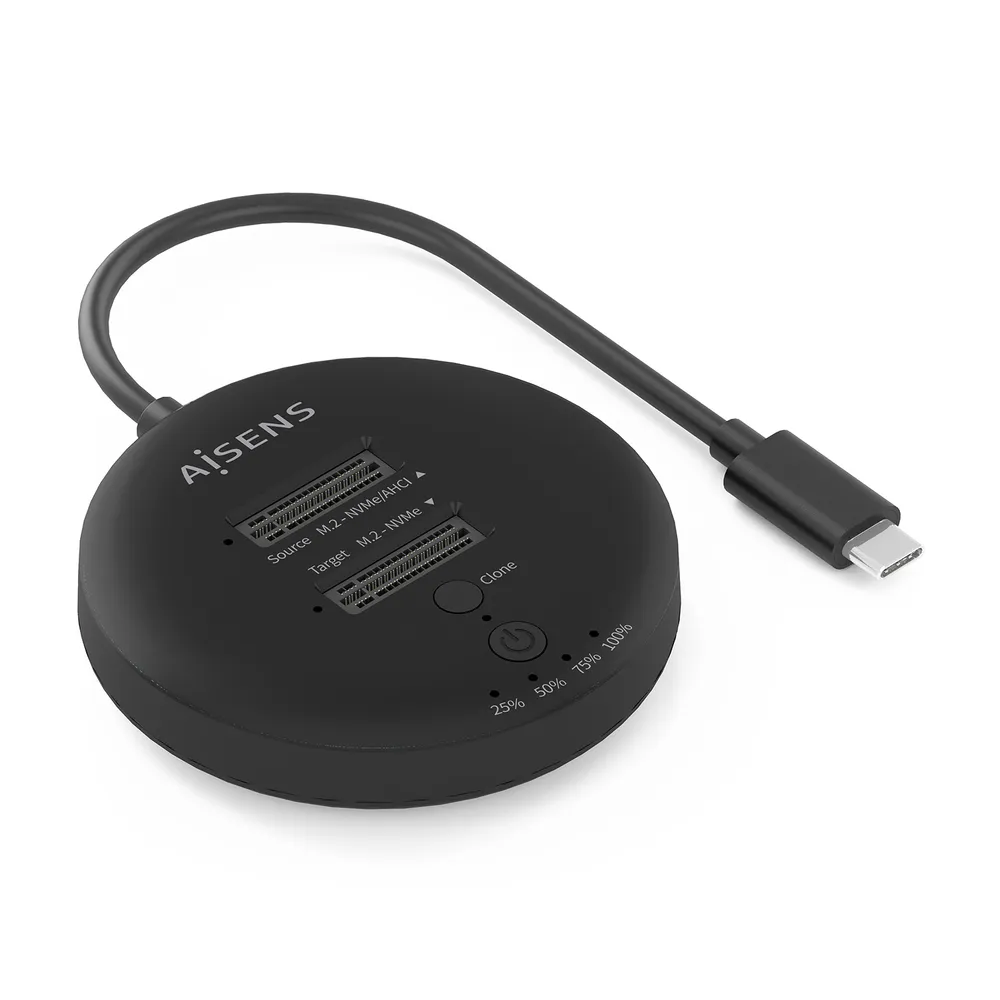 AISENS Dockingstation Dual M.2 NVMe SSD USB 3.2 Gen2x2 20 Gbit/s Schwarz ABS