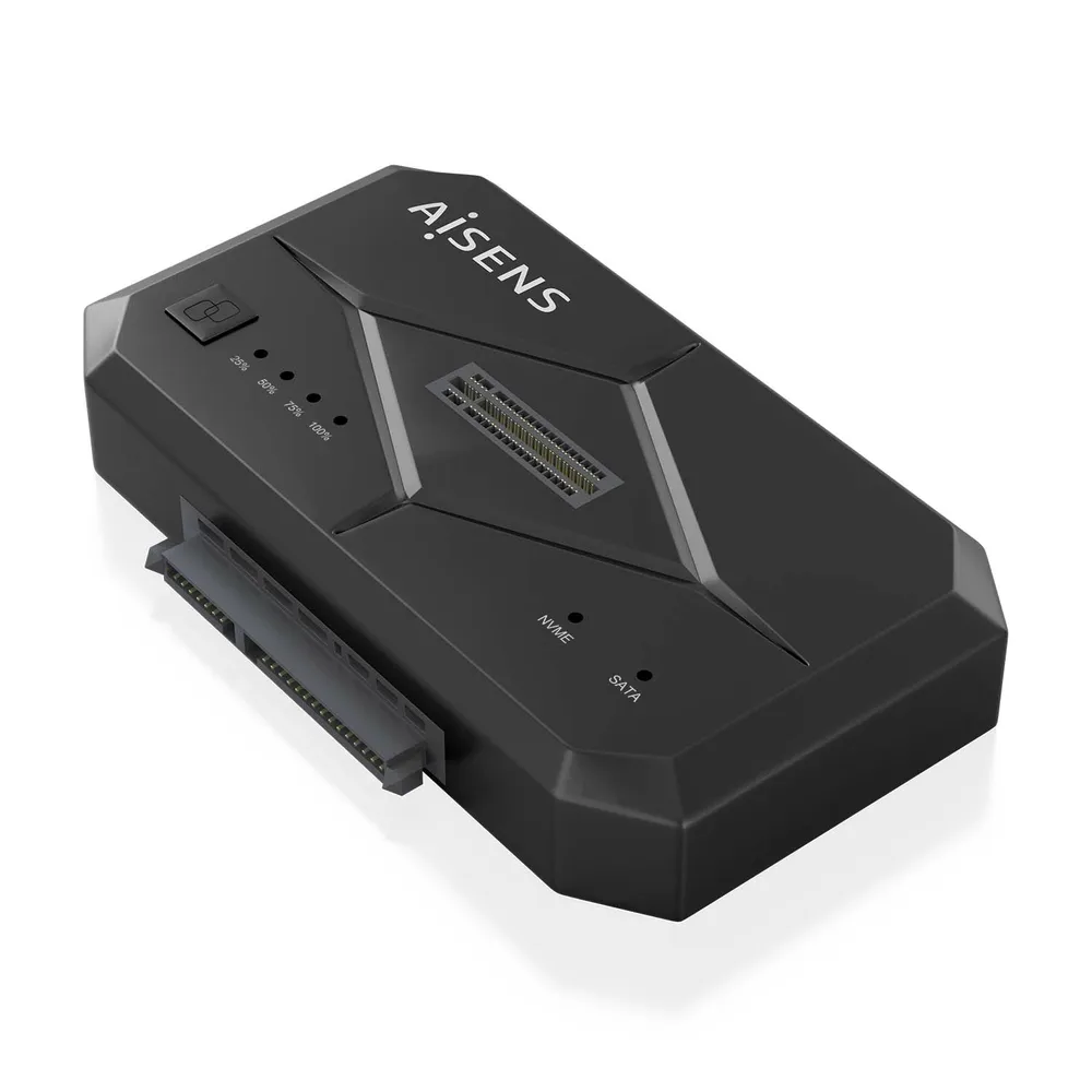 AISENS SDDO-120C SATA 2.5/3.5 M.2 NVMe USB 3.1 Gen1 Dockingstation, Schwarz, Klon, 2 TB