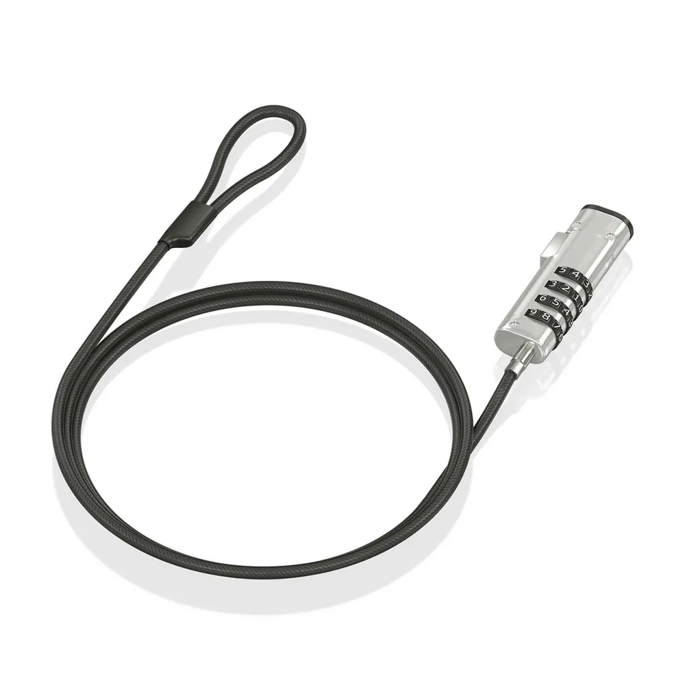 AISENS ASLK-D50N05-BK Nano-Sicherheitskabel-Kombination, 1,5 m, Schwarz, Stahl