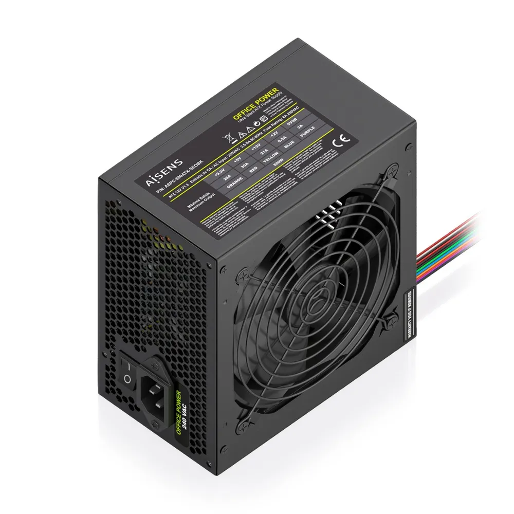 Fuente de Alimentación AISENS ASPC-500ATX-SEOBK 500W CE RoHS Schalter