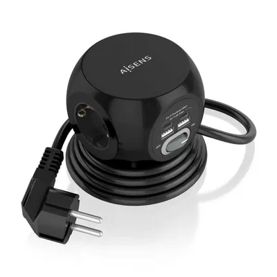 Steckdosenleiste Aisens ASPS-2A2C05-BK 3 Steckplätze 2 USB-A 2 USB-C mit Schutz Schalter