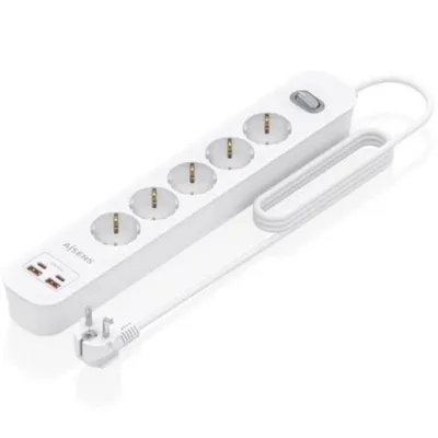 Steckdosenleiste Aisens ASPS-2A2C14-W 5 Steckplätze 2 USB-A 2 USB-C mit Schutz und Schalter