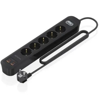 Steckdosenleiste Aisens ASPS-2A2C15-BK 5 Steckplätze 2 USB-A 2 USB-C mit Schutz und Schalter