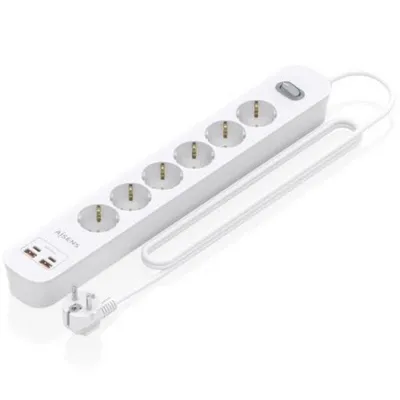 Steckdosenleiste Aisens ASPS-2A2C16-W 6 Steckplätze 2 USB-A 2 USB-C Schutz Schalter