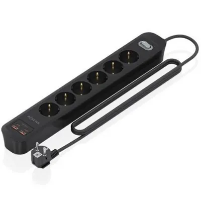 Steckdosenleiste Aisens ASPS-2A2C17-BK 6 Steckplätze 2 USB-A 2 USB-C mit Schutz und Schalter