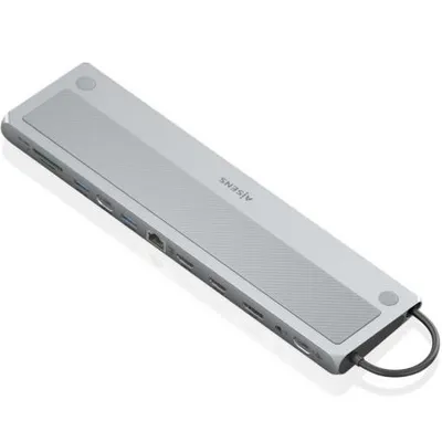Dockingstation AISENS ASUC-12P020-GR USB-C 2xHDMI 3xUSB DisplayPort RJ45 SD Grau