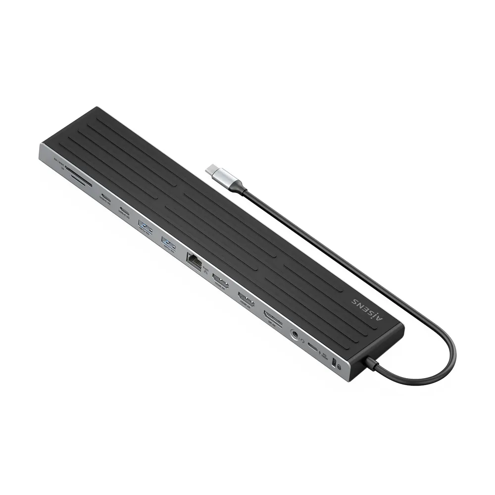 Dockingstation Aisens ASUC-13P042-GR USB-C 13-in-1 Aluminium 2xHDMI 1xDisplayPort