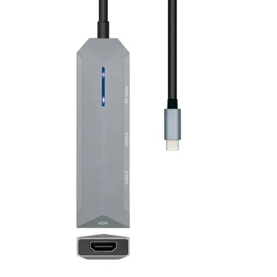 Aisens USB-C 3.2 4-in-1-Multiport-Dockingstation, Grau