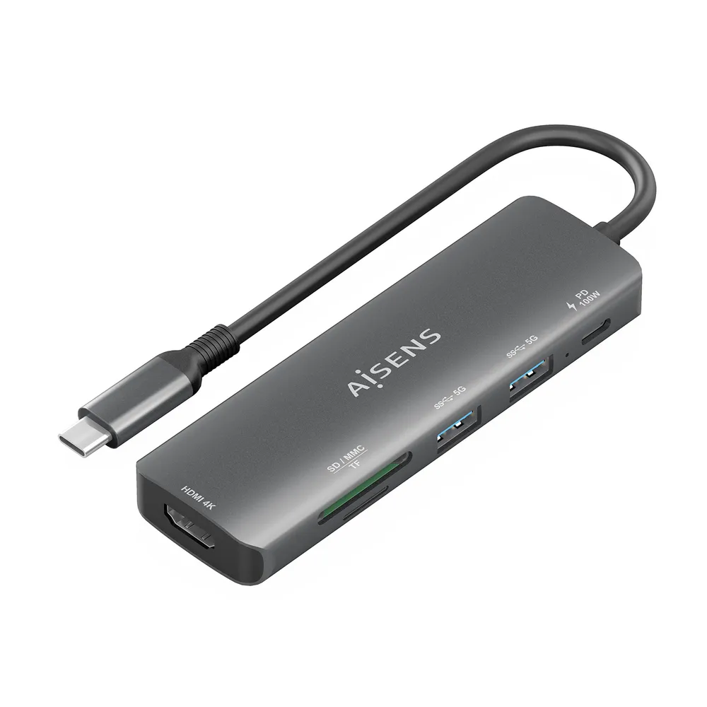USB-C Dock AISENS ASUC-5P011-GR Grau 1xHDMI 2xUSB-A 1xUSB-C PD 100W 1xSD 1xMicroSD USB-C Dock AISENS ASUC-5P011-GR Grau 1xHDMI 2xUSB-A 1xUSB-C PD 100W 1xSD 1xMicroSD