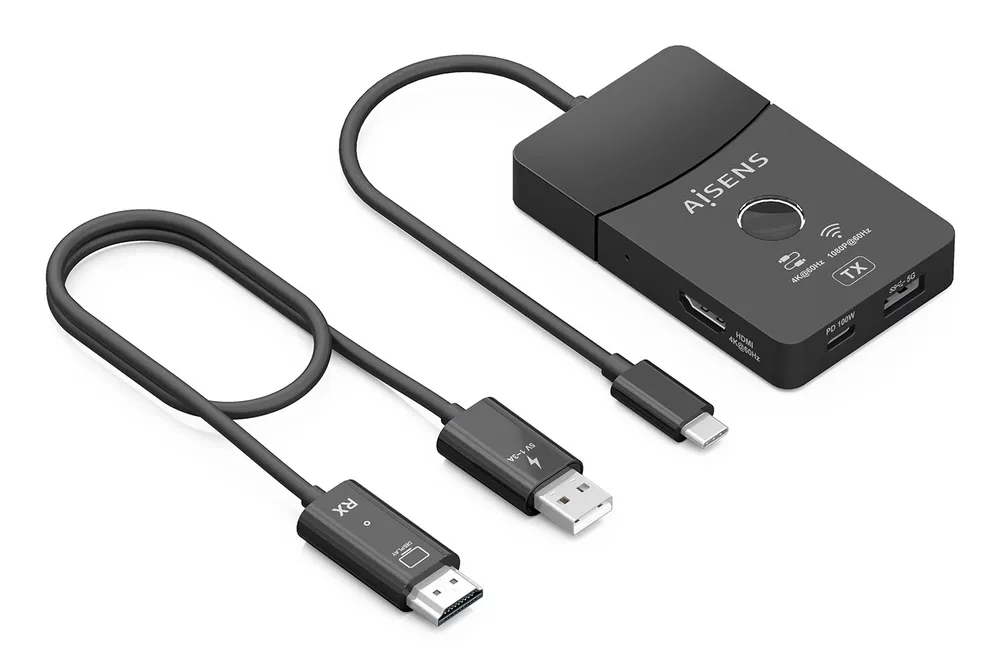 Dockingstation Aisens ASWL-H2KDC30M05-BK USB-C HDMI 4K60Hz Wireless PD 100W Schwarz