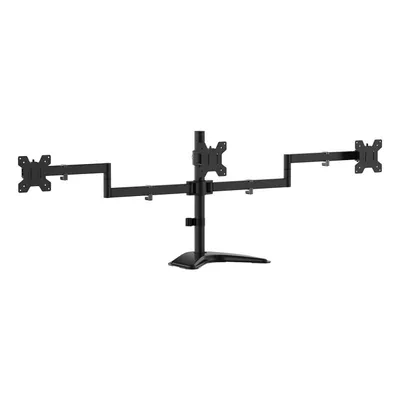 AISENS Tischhalterung mit drehbarer und neigbarer Öko-Basis für 3 Monitore 10 kg (3 Drehpunkte, 2 Arme) von 13–27, Schwarz
