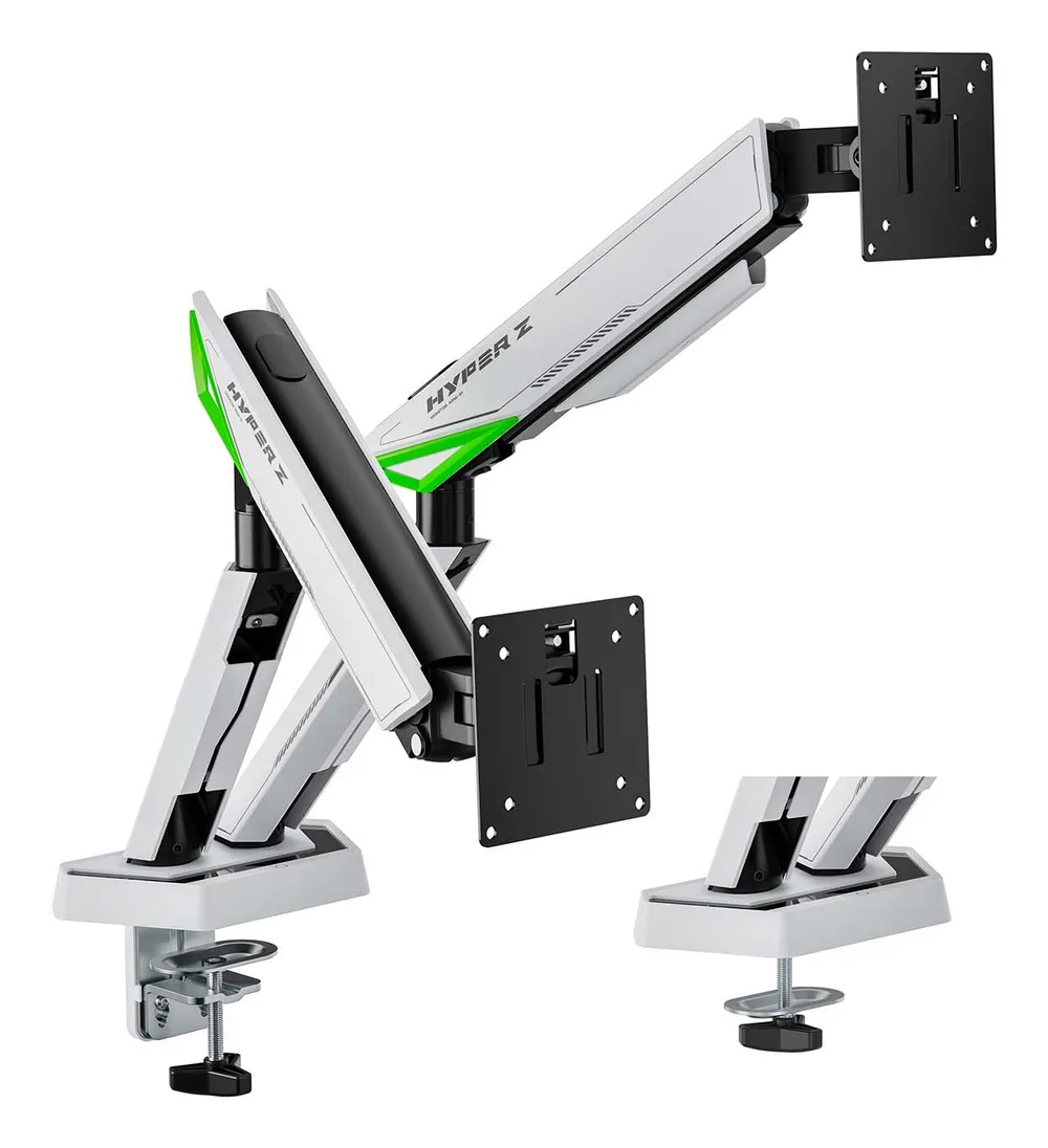 AISENS DT38TSR-345 Gaming-Tischständer, schwenkbar, neigbar, Aluminium, Stahl, bis zu 2 x 38 Zoll, 16 kg/Arm