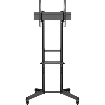 AISENS ECO Bodenständer mit Rad, DVD-Tablett für Monitor/TV 50 kg von 37–70, Schwarz