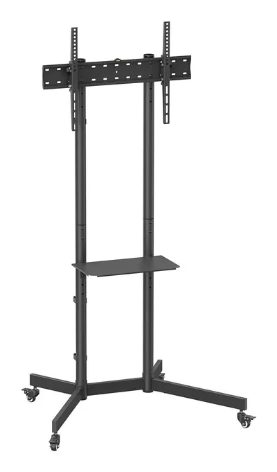 Aisens FT70TE-333 Bodenständer aus schwarzem Stahl mit Rädern, neigbar, für 37-70-Zoll-Fernseher bis 45 kg