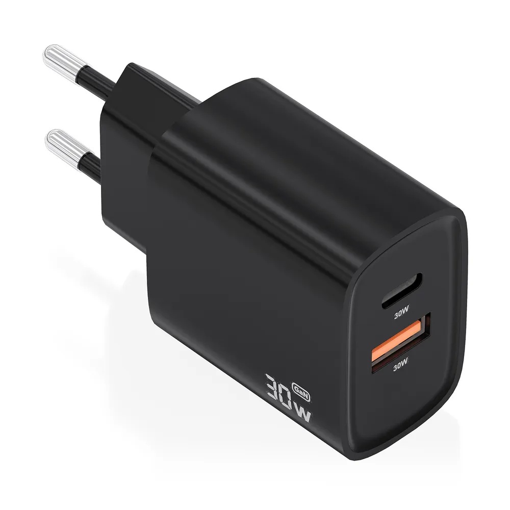 Ladegerät Aisens A110-0953 GaN 30W 1x USB-C 1x USB-A Schnellladung Schwarz