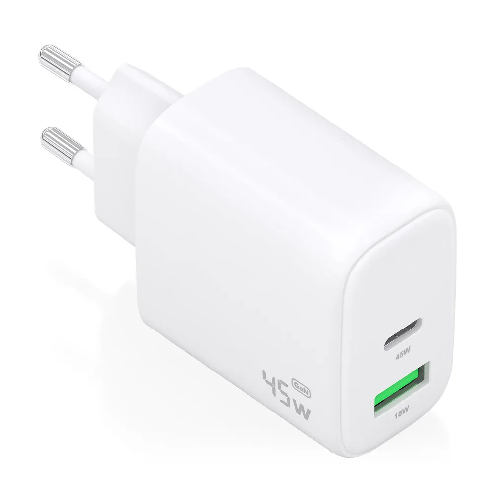 Ladegerät Aisens A110-0971 GaN 45W 1xUSB-C PD3.0 QC4.0 1xUSB-A QC3.0 Weiß