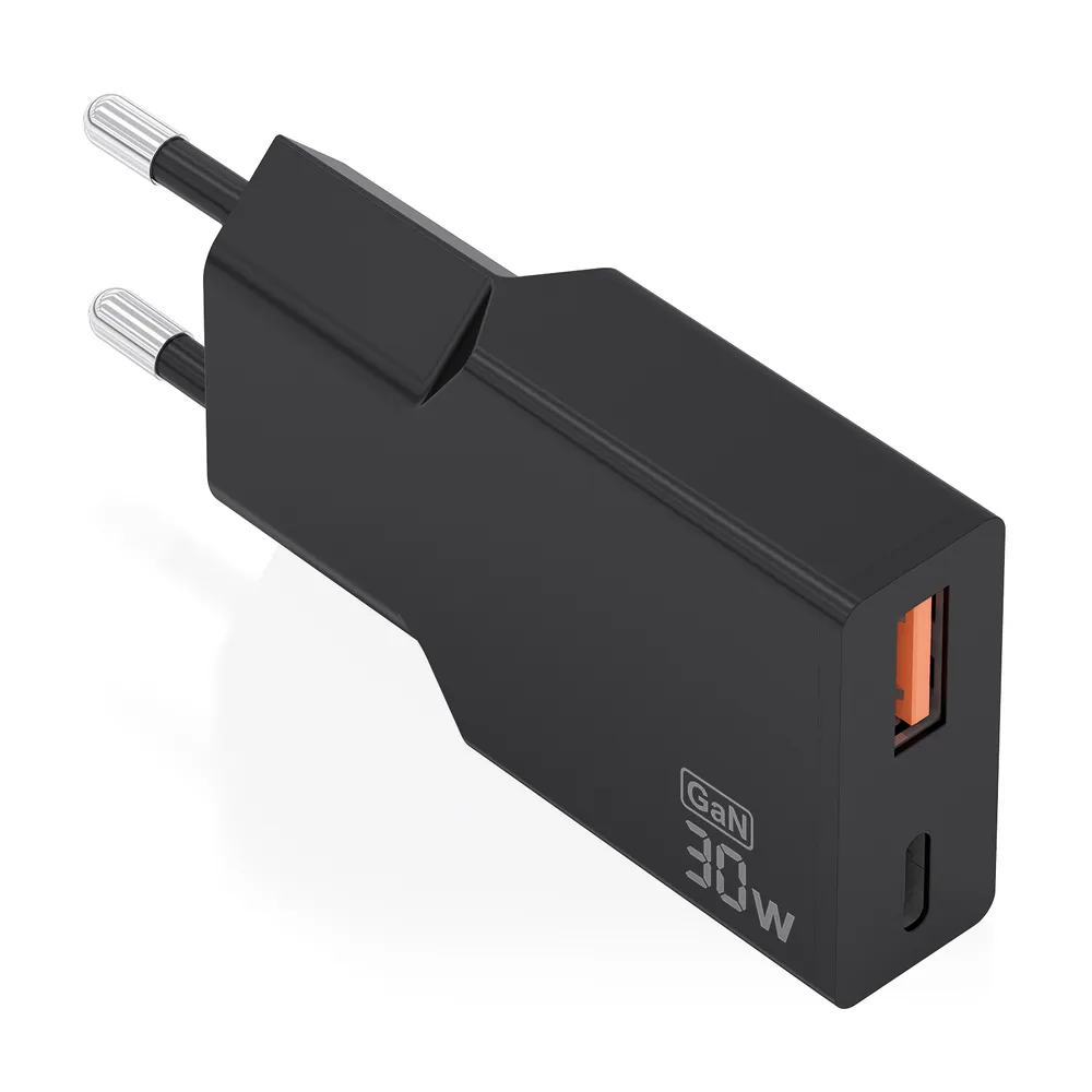 Ladegerät Aisens A110-1005 GaN 30W USB-C PD3.0 QC4.0 USB-A QC3.0 Schwarz