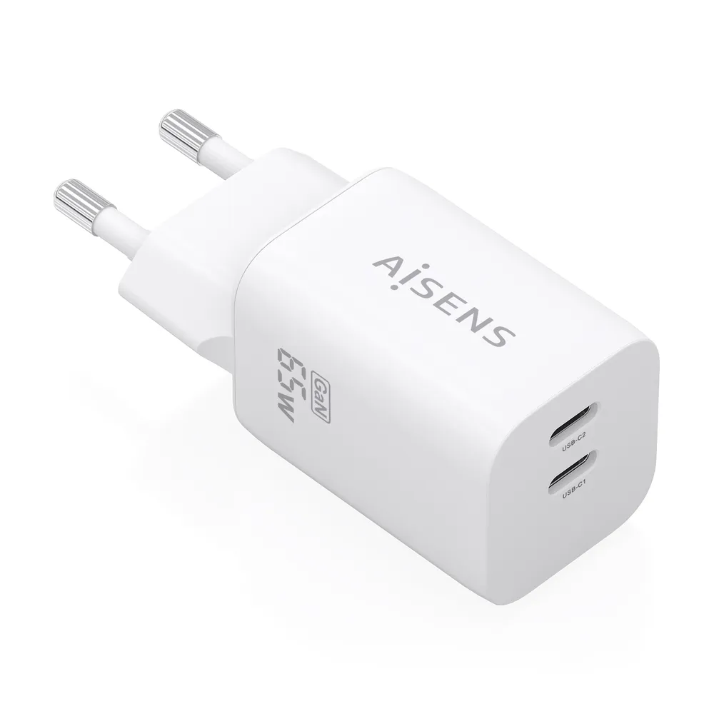 Ladegerät GaN AISENS 65W 2xUSB-C PD3.0 QC4.0 Weiß