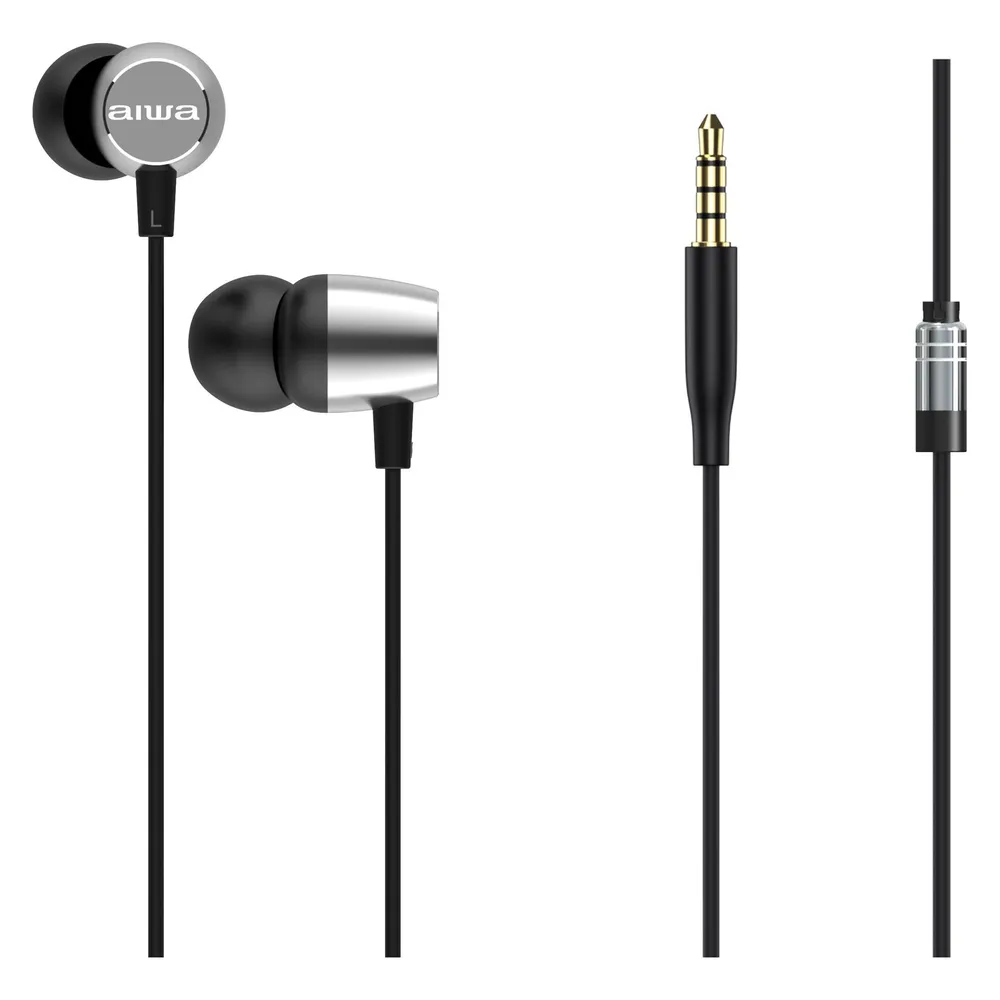 AIWA ESTM-20SL kabelgebundene In-Ear Kopfhörer mit kraftvollem Bass Silber