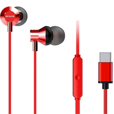 Aiwa ESTM_50USB_C_RD In-Ear-Kopfhörer mit Mikrofon rot