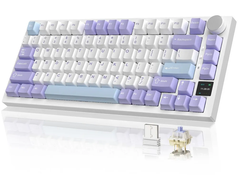AJAZZ Ajazz AK820 Pro Gasket Mechanische Tastatur mit Kabel/kabellos Gaming-Tastatur (TFT Bildschirm, beleuchtet RGB, Schalldümpfende Foam für Win/Mac/PC)