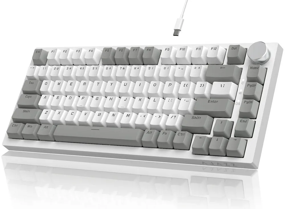 AJAZZ AK820 Mechanische Tastatur mit Knopf,75% ANSI-Layout Gaming-Tastatur (81 keys, improved seal assembly, hot-swap)