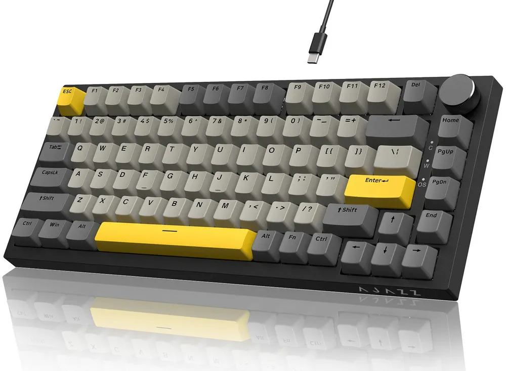 AJAZZ AK820 Mechanische Tastatur mit Knopf,75% ANSI-Layout Gaming-Tastatur (81 keys, improved seal assembly, hot-swap)