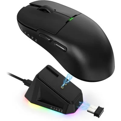 Maus Ajazz kabellos 26000 DPI mit Magnetladestation und PixArt PAW3395 Sensor