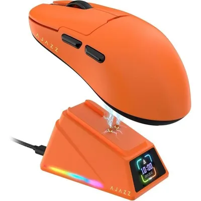 Ratón Ajazz inalámbrico 42000 DPI base magnética pantalla sensor PAW3950 56g