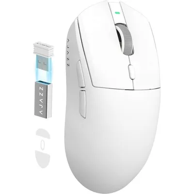 Ratón Ajazz inalámbrico 26000 DPI ultraligero 6 botones programables blanco