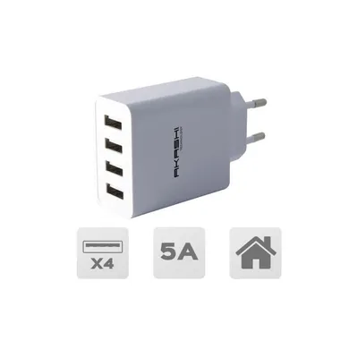Ladegerät Akashi ALT4USBAC5WH 4x USB-A 5A Schnellladung Weiß